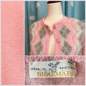 Vintage Pink and Gray Women's Cardigan